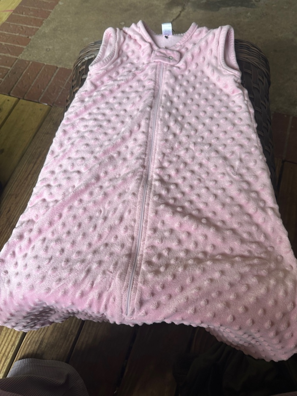 Hudson Bay Pink Textured Baby Sleep Sack - Soft Zip Front minky 12-18 months